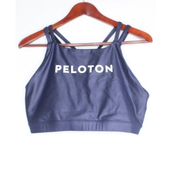 Peloton Sports Bra Women's XL Blue White Unwired Razor Back No Pads Athletic - Picture 1 of 9